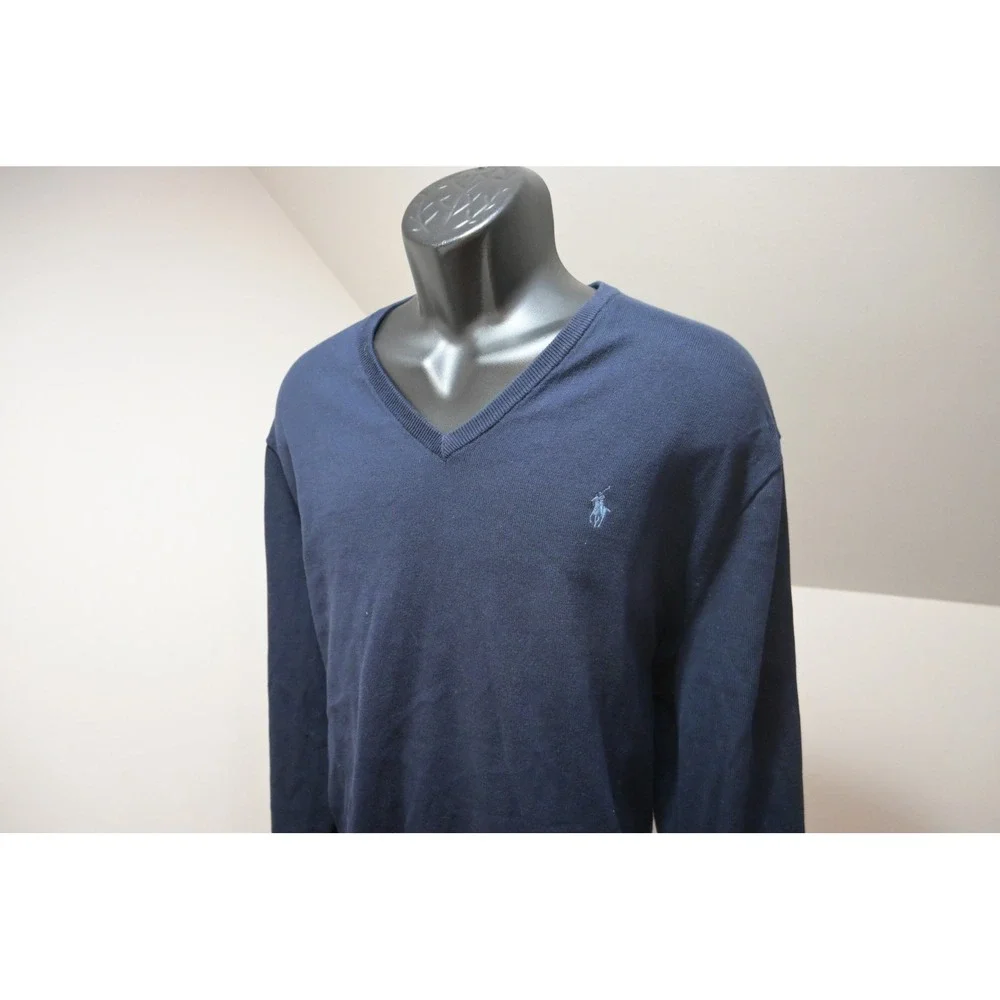 Polo Ralph Lauren Sweater Mens XXL Navy Blue Pima Cotton‎ V-Neck Excellent